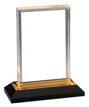 Gold Beveled Impress Rectangle Acrylic on Black Base