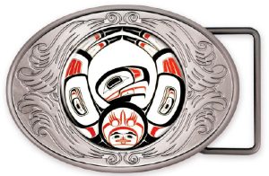 Matte Silver Oval Belt Buckle with 2" Custom Epoxy Domed Photo Emblem