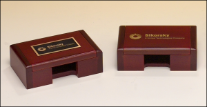 Rosewood Business Card Box Holder