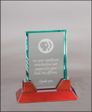 Rectangle Glass on Rosewood Base