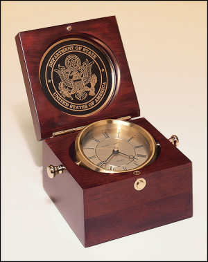 Captain’s Clock / Mahogany Finish Case with Solid Brass Clock