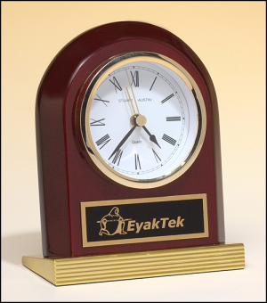 Rosewood Piano-Finish Clock withGold Metal Base