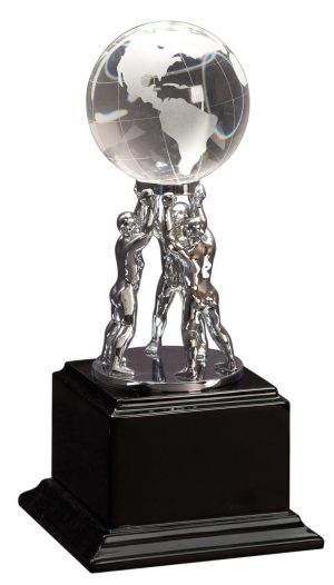 TEAM WORK: Men Holding Crystal Globe