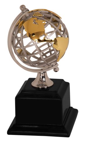 Gold/Silver Globe with Black Piano Finish Base