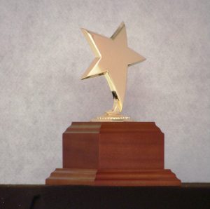 Gold Star Casting Mounted on Wood Base