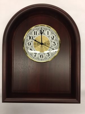 Genuine Walnut w/Cherry Finish Arch Wall Clock