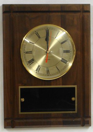 Genuine American Walnut Cross Groove Clock with 6-1/2” Gold Quartz Movement