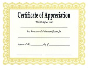 Stock Recognition Certificates 8-1/2” x 11”
