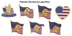 Die Struck Patriotic Flag pins