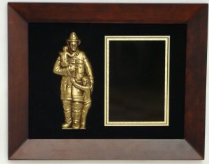 FIREMAN & CHILD SOLID BRONZE DIE-CAST FRAME