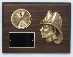 FIREMAN HEAD SOLID BRONZE DIE-CAST CLOCK