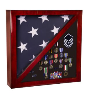 Rosewood Piano Finish Memorabilia & Flag Display Cases