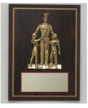 POLICE & CHILD SOLID BRONZE DIE-CAST PLAQUE