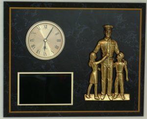 POLICE & CHILD SOLID BRONZE DIE-CAST CLOCK