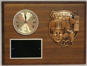 POLICE THEME SOLID BRONZE DIE-CAST CLOCK