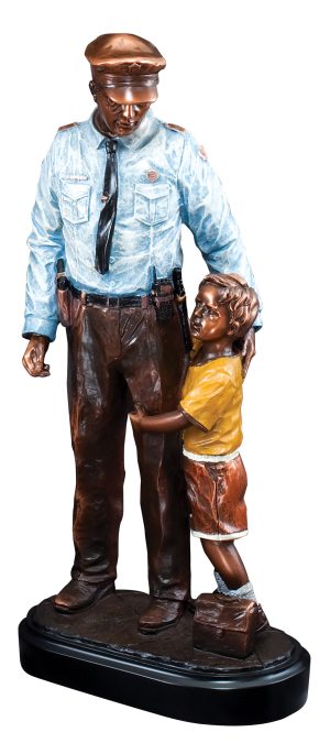 POLICE with Child  • Painted Resin Sculpture