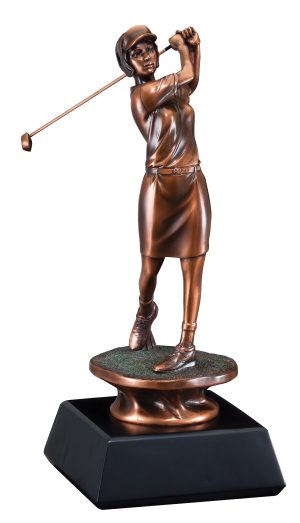 Elegant Electroplated Gallery Collection Female Golf Resin Sculptures