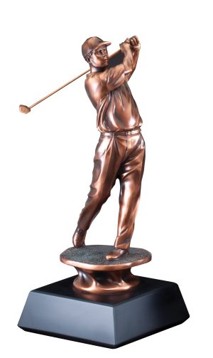 Elegant Electroplated Gallery Collection Male Golf Resin Sculptures