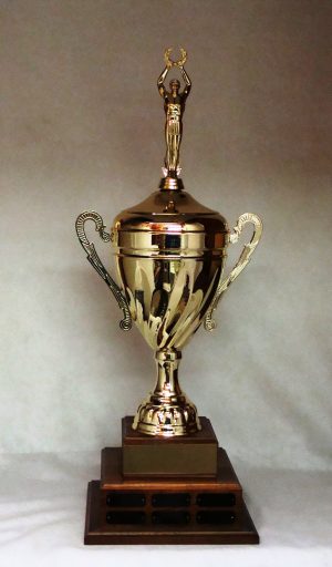 Large Italian Cup On Double Walnut Base
