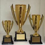 OPEN PLASTIC LOVING CUP TROPHIES ON Weighted Plastic Base