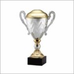 Two-Tone Metal Loving Cups Mounted on Black Marble Base