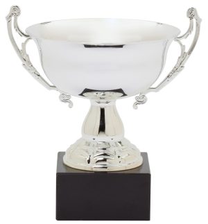 Silver Metal Italian Handle Bowl mounted on Black Italian Marble Base