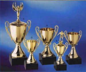 ITALIAN METAL CUPS on BLACK ITALIAN MARBLE BASE