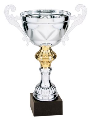 OPEN Metal Two-Tone Italian Cup on Black Marble Base