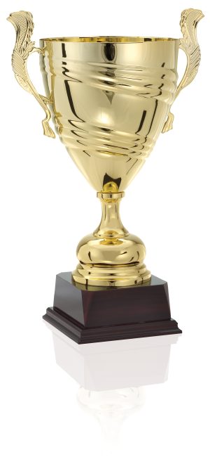 OPEN Metal Gold Cup on Black Base